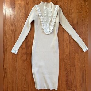 Cream Bandage Dress Lace Detail